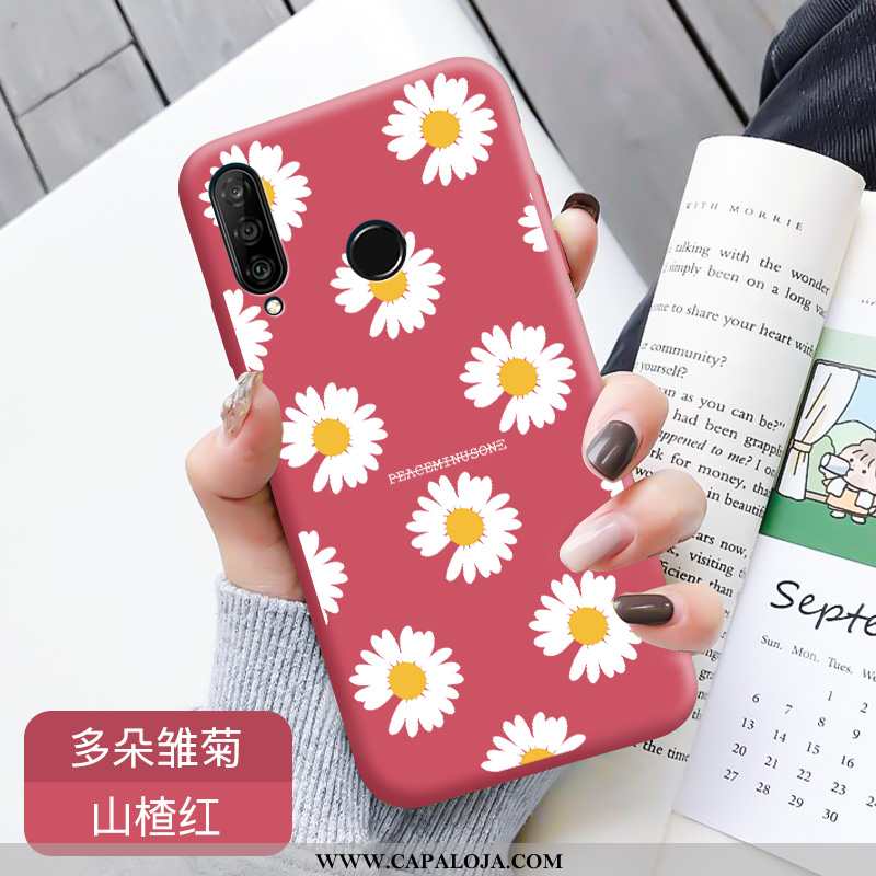 Capa Huawei P30 Lite Soft Vermelha Crisântemo Malha Vermelho, Capas Huawei P30 Lite Protetoras Barat