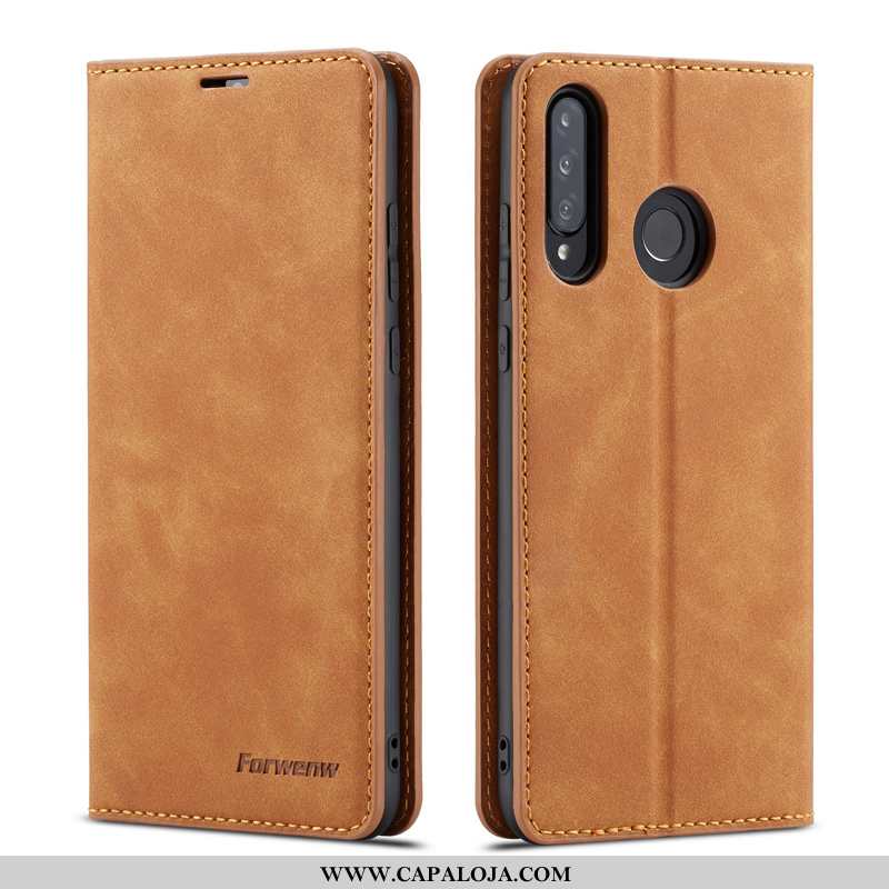Capa Huawei P30 Lite Xl Couro Telemóvel Cases Frente E Verso Caqui, Capas Huawei P30 Lite Xl Baratos