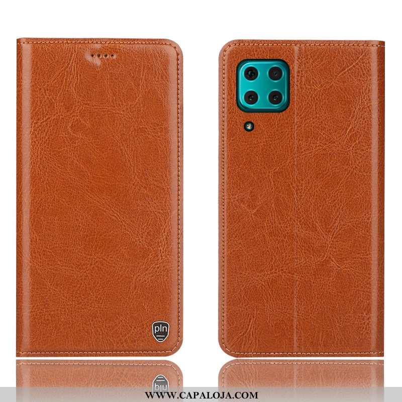 Capa Huawei P40 Lite Protetoras Cases Telemóvel Cover Azul Escuro, Capas Huawei P40 Lite Couro Genuí