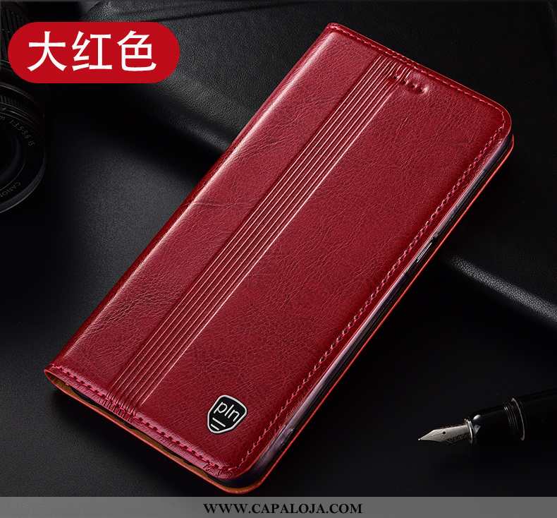 Capa Huawei Y6p Couro Genuíno Telemóvel Capas Completa Vermelho, Huawei Y6p Protetoras Venda