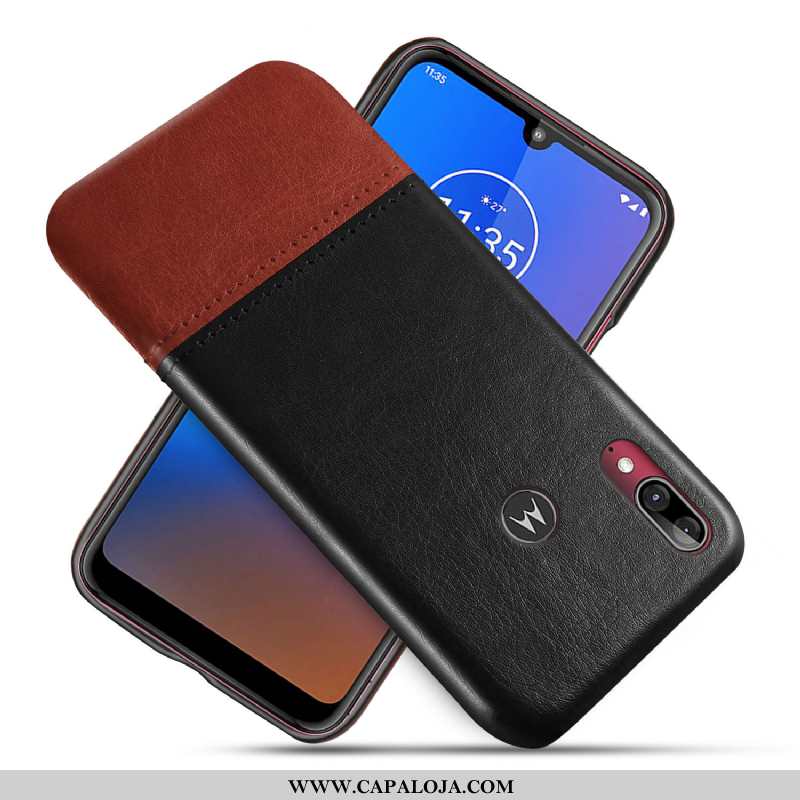 Capa Moto E6 Plus Couro Cases Telemóvel Preto, Capas Moto E6 Plus Protetoras Comprar