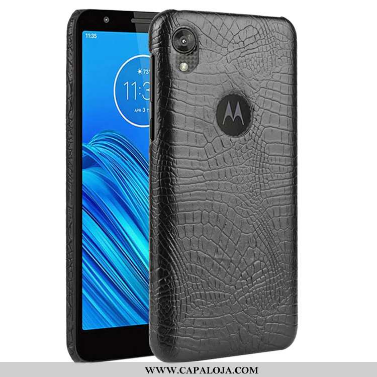 Capa Moto E6 Plus Couro Preto Feminino Capas, Moto E6 Plus Tendencia Barato
