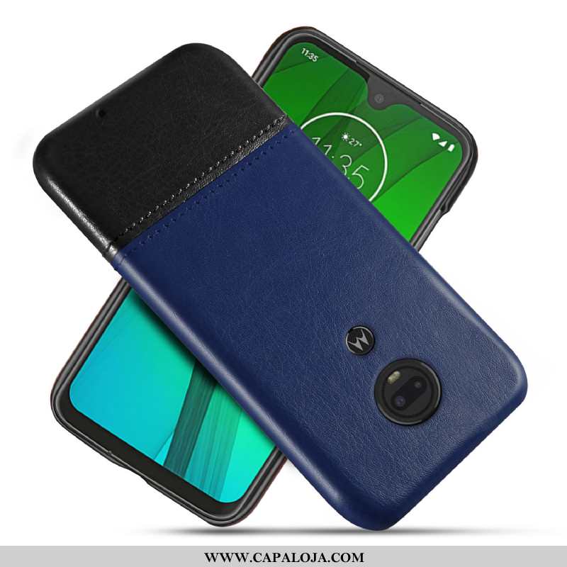 Capa Moto G7 Couro Azul Personalizada Negócio, Capas Moto G7 Protetoras Venda