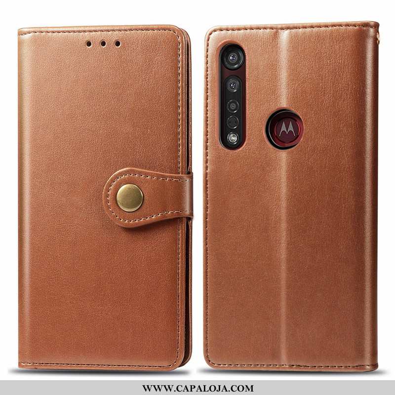 Capa Moto G8 Plus Couro Cover Telemóvel Minimalista Vermelho, Capas Moto G8 Plus Protetoras Online
