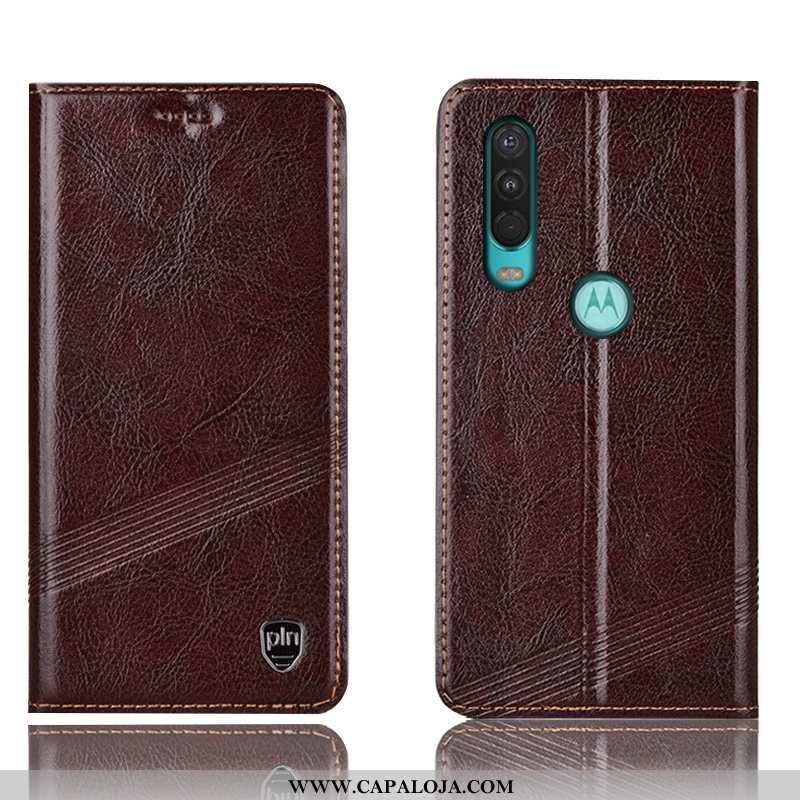 Capa Motorola One Action Couro Legitimo Cases Cover Completa Vermelho, Capas Motorola One Action Pro