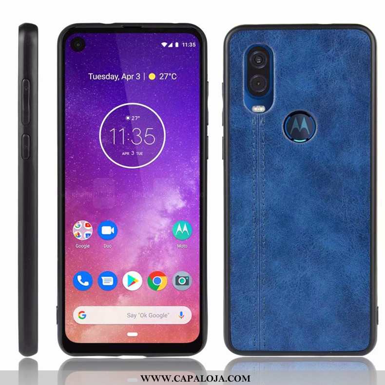 Capa Motorola One Vision Protetoras Completa Capas Cases Azul Escuro, Motorola One Vision Telemóvel 
