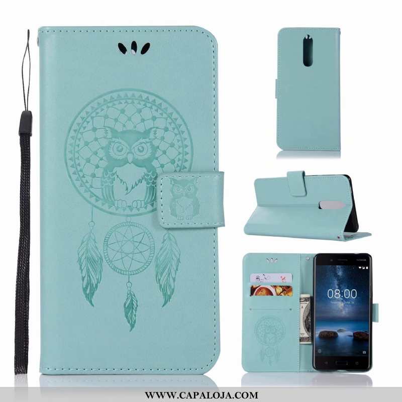 Capa Nokia 5.1 Couro Carteira Coruja Verde, Capas Nokia 5.1 Estampada Promoção