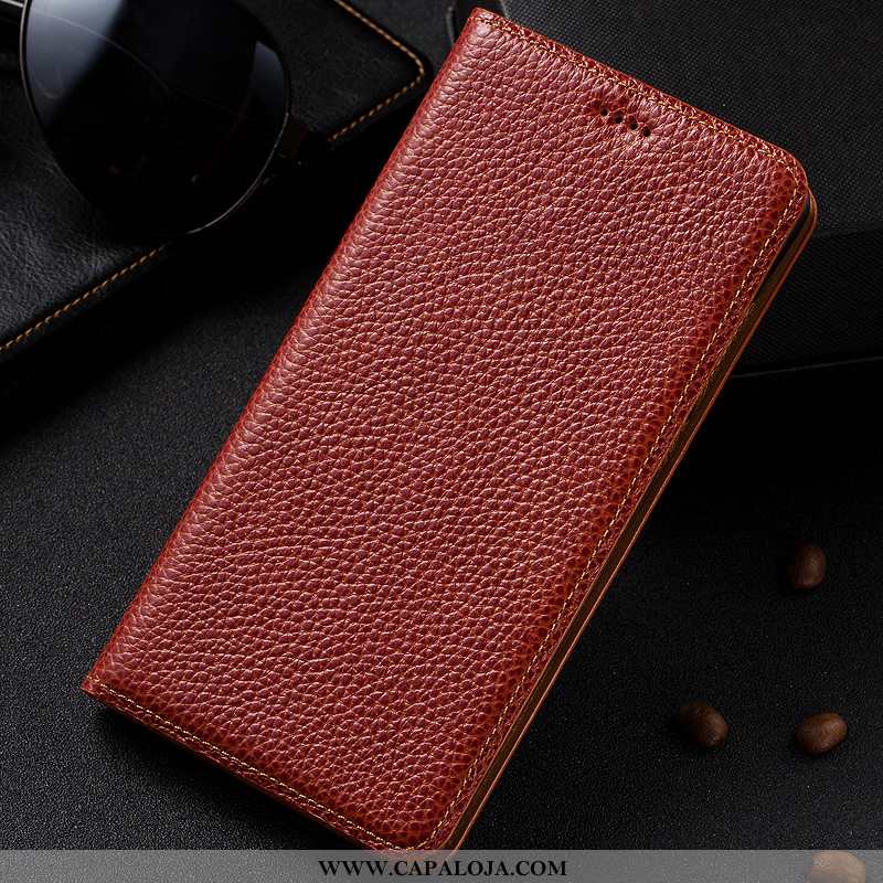Capa Nokia 7 Plus Protetoras Couro Capas Cover Castanho, Nokia 7 Plus Couro Genuíno Barato
