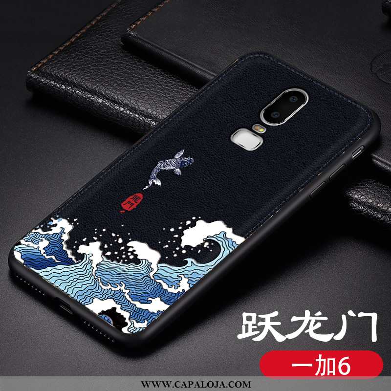 Capa Oneplus 6 Couro Antiqueda Masculino Preto, Capas Oneplus 6 Tendencia Comprar