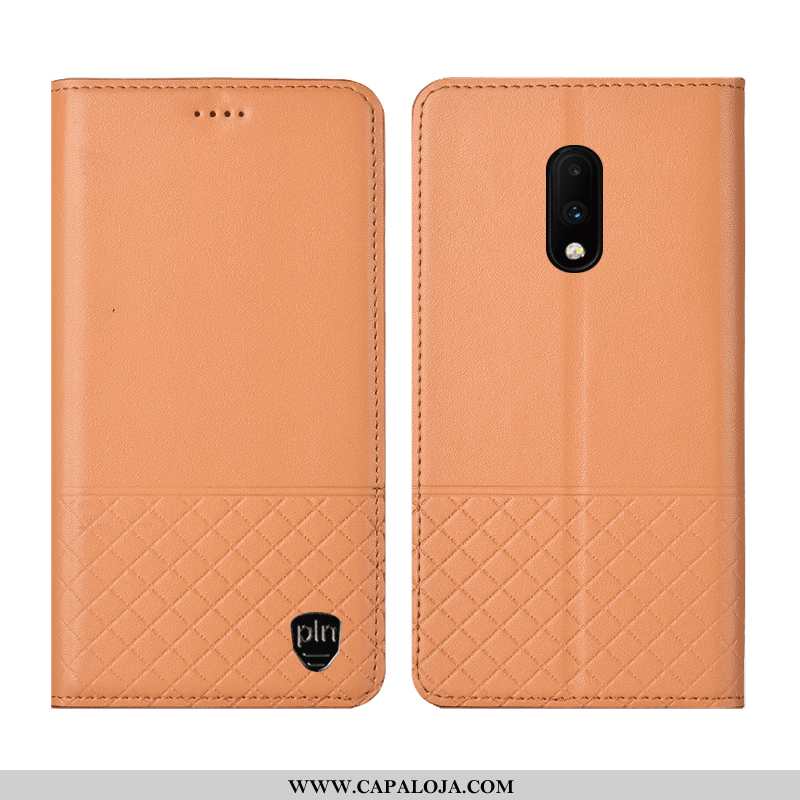 Capa Oneplus 7 Couro Genuíno Telemóvel Amarela Antiqueda Amarelo, Capas Oneplus 7 Protetoras Promoçã