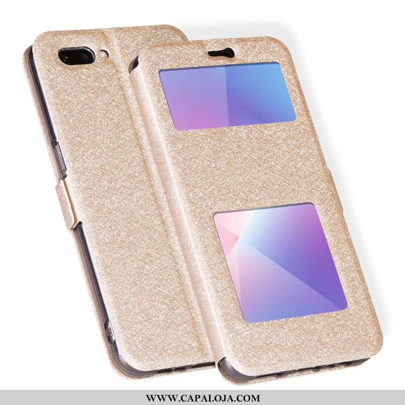 Capa Oppo A5 Couro Completa Dourado Feminino, Capas Oppo A5 Protetoras Comprar