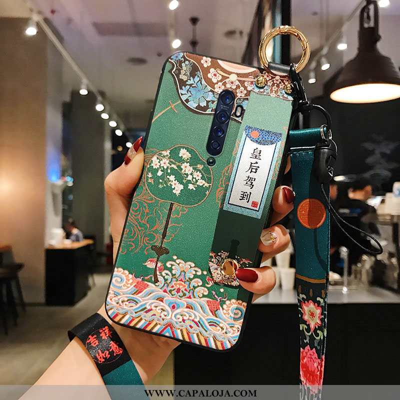 Capa Oppo Reno2 Cordao Telemóvel Capas Feminino Verde, Oppo Reno2 Soft Promoção