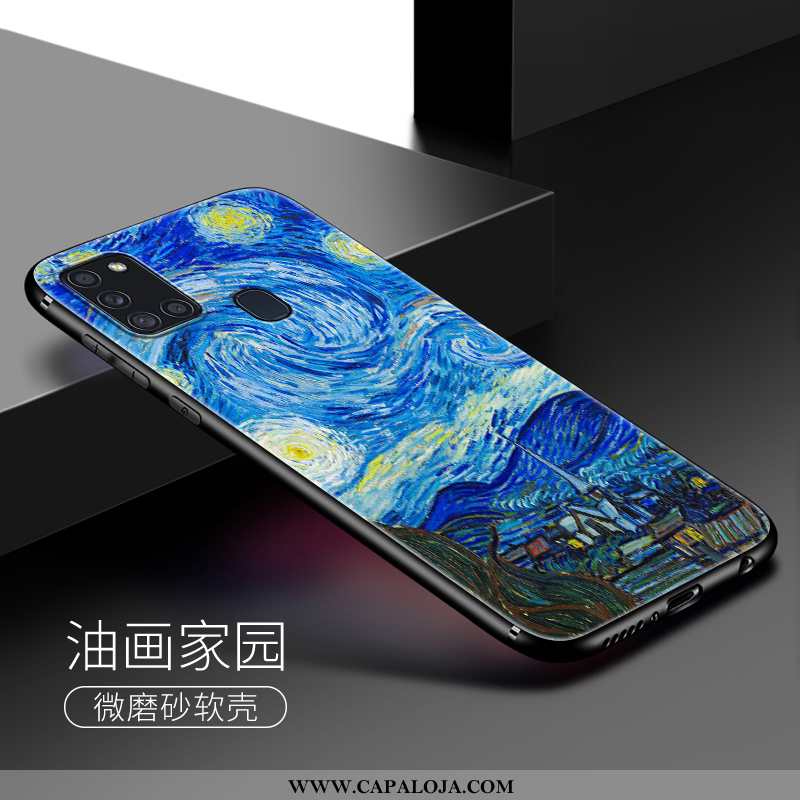 Capa Samsung Galaxy A21s Fofas Fosco Masculino Silicone Azul, Capas Samsung Galaxy A21s Soft Venda