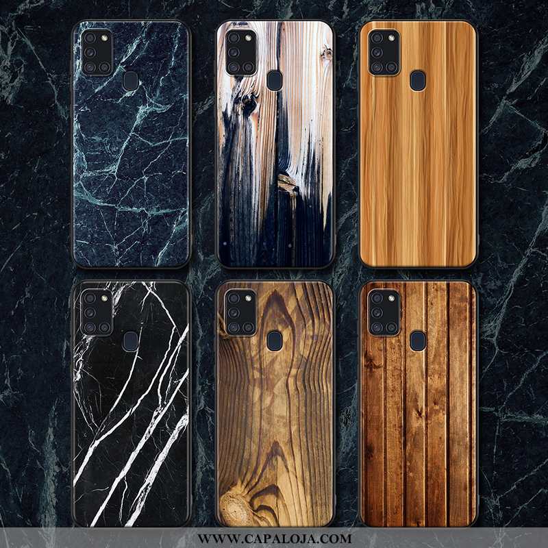 Capa Samsung Galaxy A21s Madeira Capas Tampa Fosco Castanho, Samsung Galaxy A21s Soft Promoção