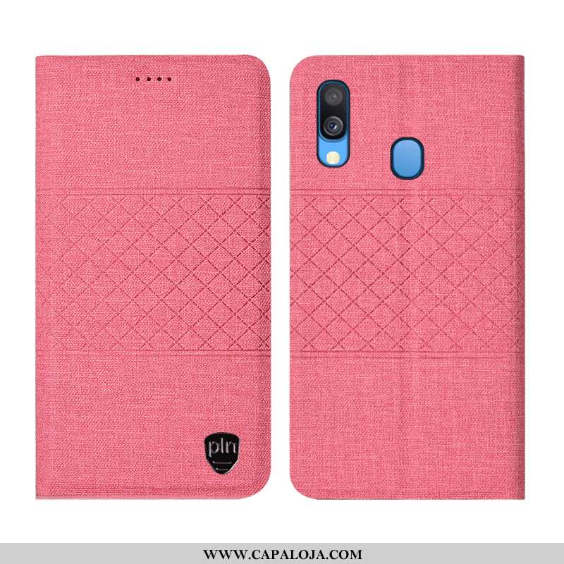 Capa Samsung Galaxy A40 Couro Cases Grade Linho Cinza, Capas Samsung Galaxy A40 Protetoras Promoção