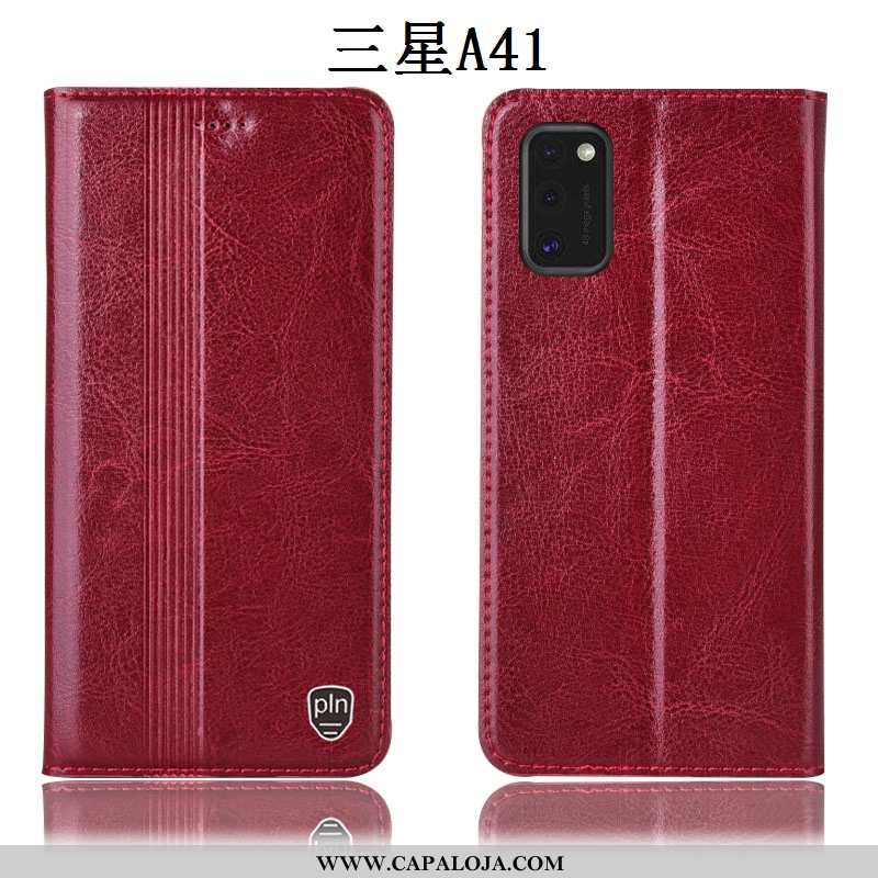 Capa Samsung Galaxy A41 Couro Genuíno Cover Preto Completa, Capas Samsung Galaxy A41 Protetoras Comp