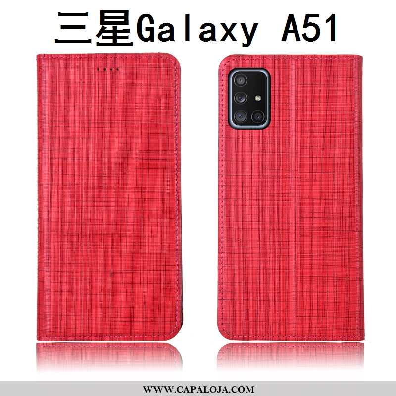 Capa Samsung Galaxy A51 Couro Genuíno Cases Telemóvel Novas Azul, Capas Samsung Galaxy A51 Couro Bar