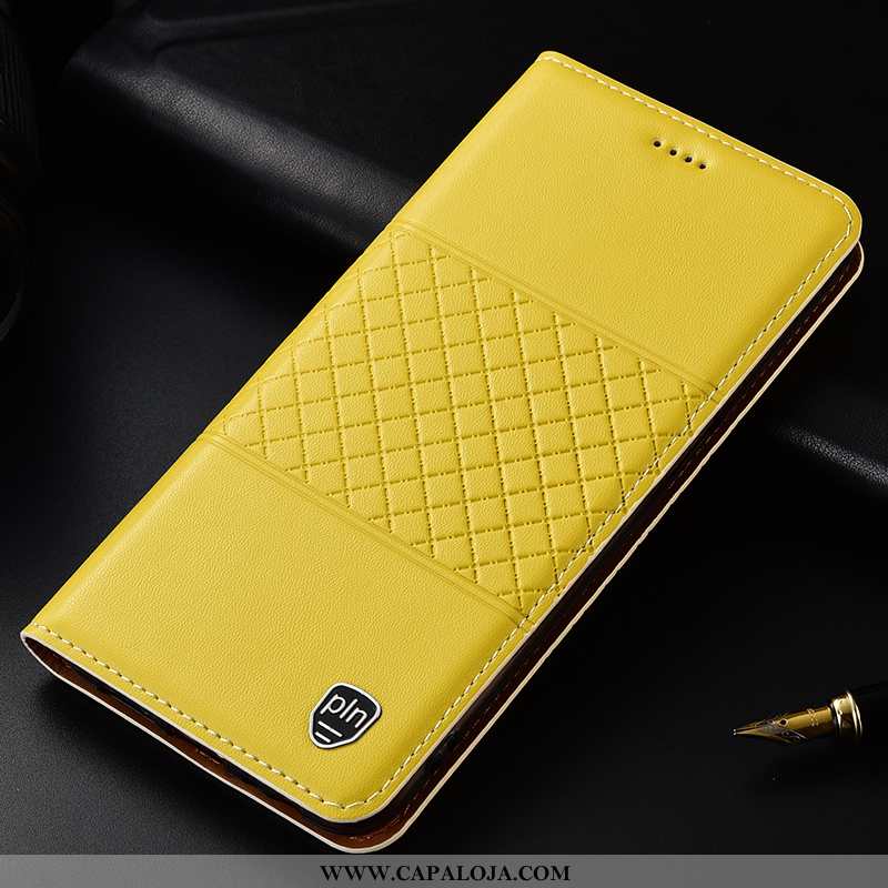 Capa Samsung Galaxy Note 10 Couro Genuíno Amarela Cases Completa Amarelo, Capas Samsung Galaxy Note 