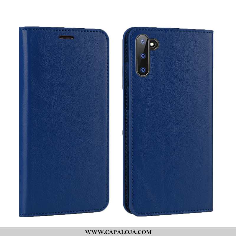 Capa Samsung Galaxy Note 10 Couro Genuíno Cover Cases Azul Escuro, Capas Samsung Galaxy Note 10 Cour