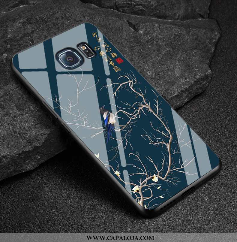 Capa Samsung Galaxy S6 Edge Desenho Animado Masculino Vidro Capas Azul Escuro, Samsung Galaxy S6 Edg