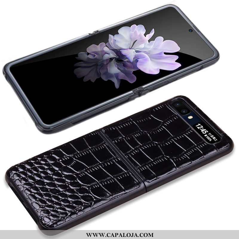 Capa Samsung Z Flip Protetoras Telemóvel Feminino Nova Castanho, Capas Samsung Z Flip Couro Legitimo