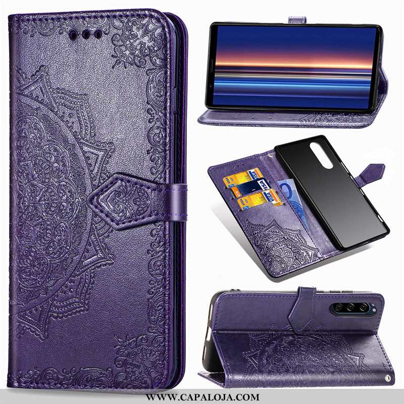 Capa Sony Xperia 5 Cordao Protetoras Cases Lisas Azul, Capas Sony Xperia 5 Couro Barato