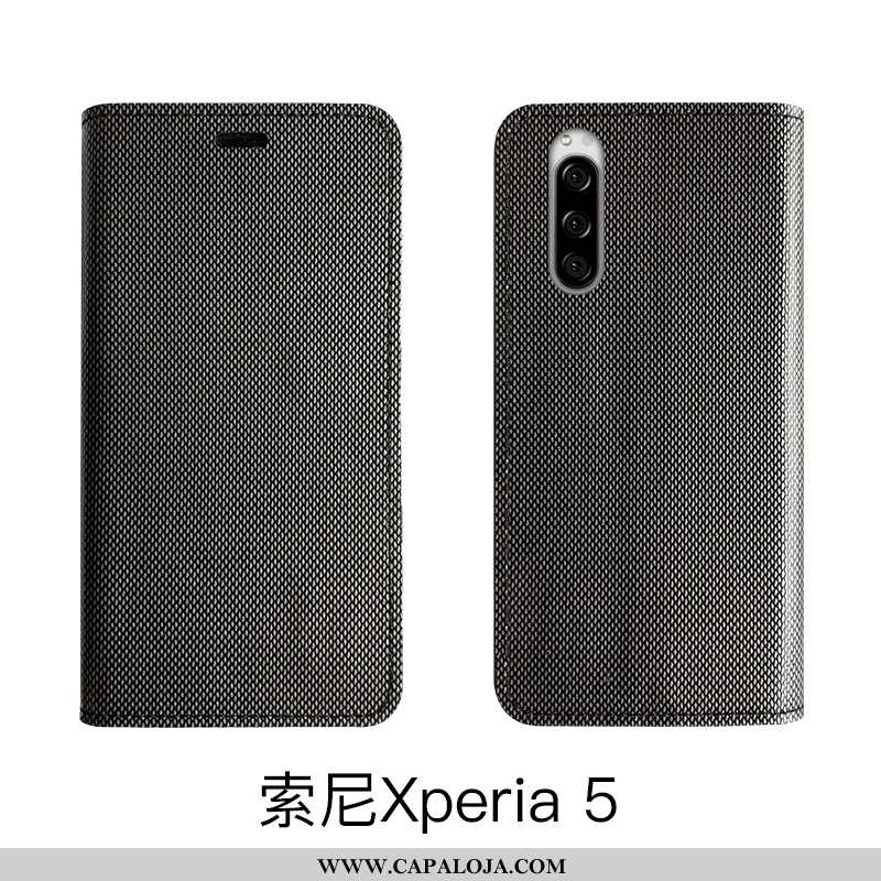 Capa Sony Xperia 5 Luxo Cases Antiqueda Preto, Capas Sony Xperia 5 Couro Legitimo Venda