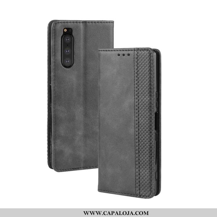 Capa Sony Xperia 5 Protetoras Cover Couro Preto, Capas Sony Xperia 5 Carteira Venda