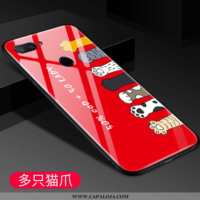 Capa Xiaomi Mi 8 Lite Super Malha Vidro Feminino Vermelho, Capas Xiaomi Mi 8 Lite Protetoras Baratas