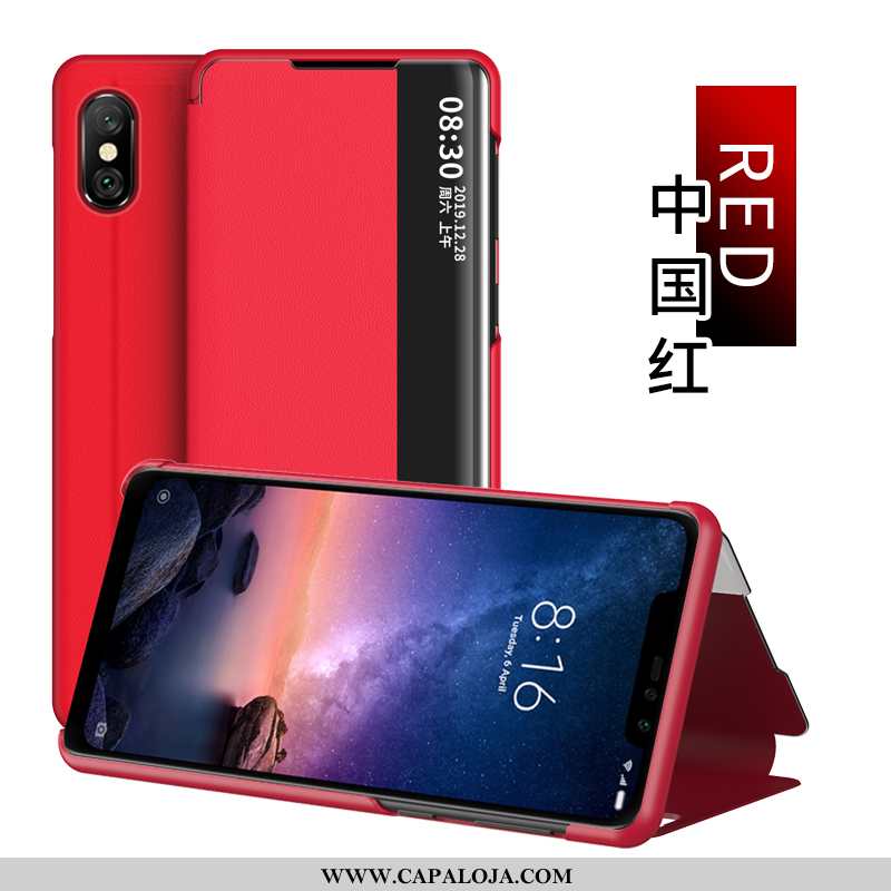 Capa Xiaomi Redmi Note 6 Pro Couro Fold Cases Telemóvel Vermelho, Capas Xiaomi Redmi Note 6 Pro Cove