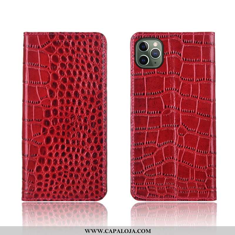 Capa iPhone 11 Pro Max Couro Legitimo Completa Crocs Tigrada Vermelho, Capas iPhone 11 Pro Max Prote