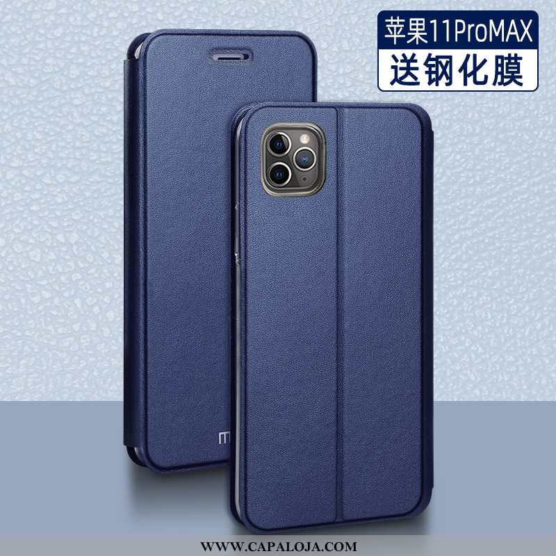 Capa iPhone 11 Pro Max Silicone Tendencia Completa Malha Azul Escuro, Capas iPhone 11 Pro Max Slim V
