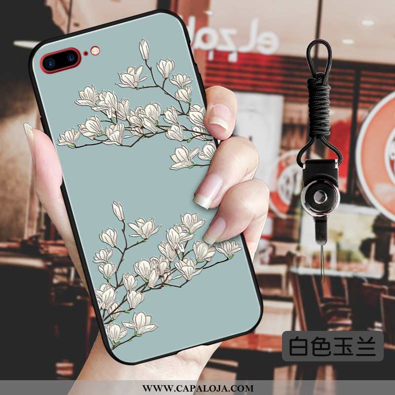 Capa iPhone 8 Plus Protetoras Vintage Florida Feminino Azul, Capas iPhone 8 Plus Silicone Barato