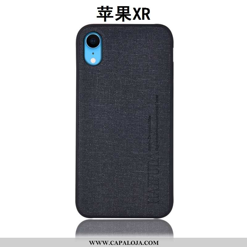 Capa iPhone Xr Linho Antiqueda Azul Protetoras, Capas iPhone Xr Couro Promoção