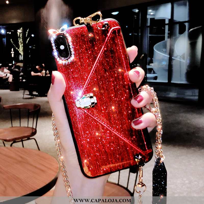 Capa iPhone Xs Strass Feminino Malha Tendencia Preto, Capas iPhone Xs Personalizado Venda
