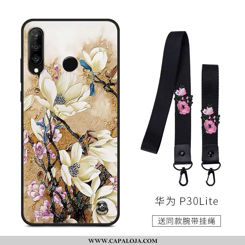 Capas Huawei P30 Lite Criativas Preto Minimalista Antiqueda, Capa Huawei P30 Lite Desenho Animado Ba