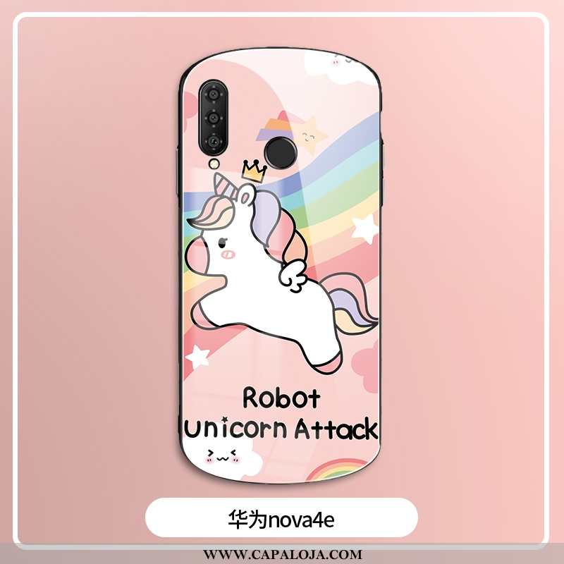 Capas Huawei P30 Lite Xl Vidro Silicone Unicórnio Cases Rosa, Capa Huawei P30 Lite Xl Protetoras Com