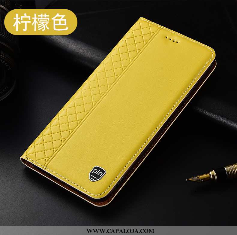 Capas Huawei P40 Lite E Protetoras Telemóvel Grade Amarelo, Capa Huawei P40 Lite E Couro Legitimo Ba