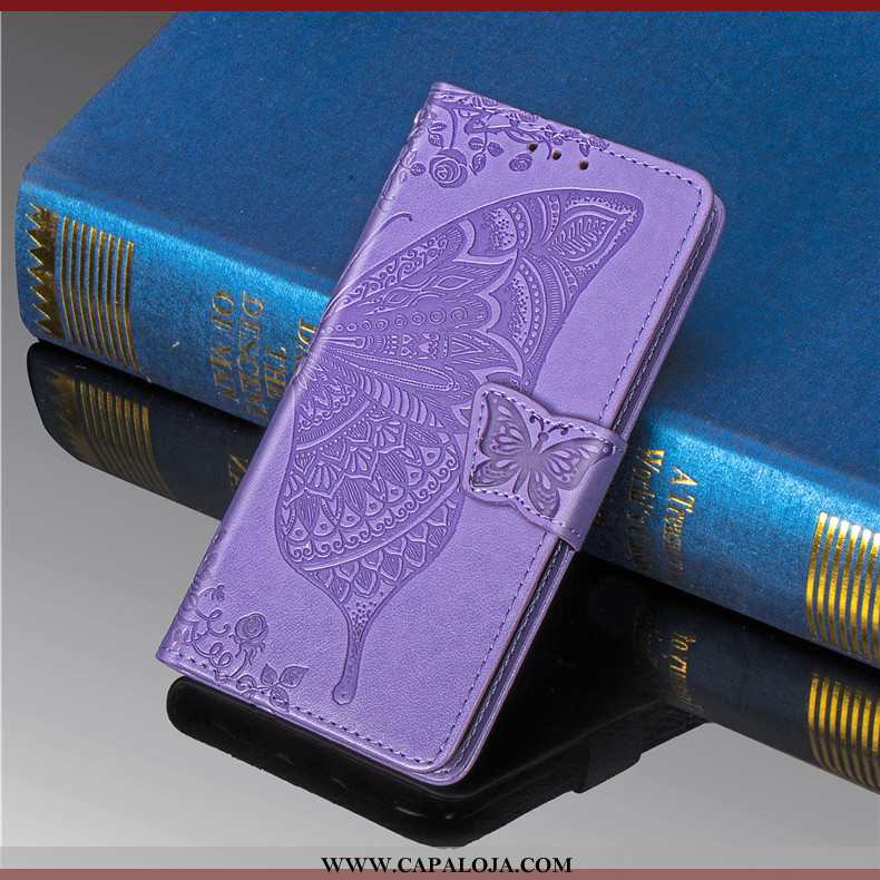 Capas Huawei Y6 2020 Protetoras Borboleta Cover Couro Roxo, Capa Huawei Y6 2020 Cordao Venda