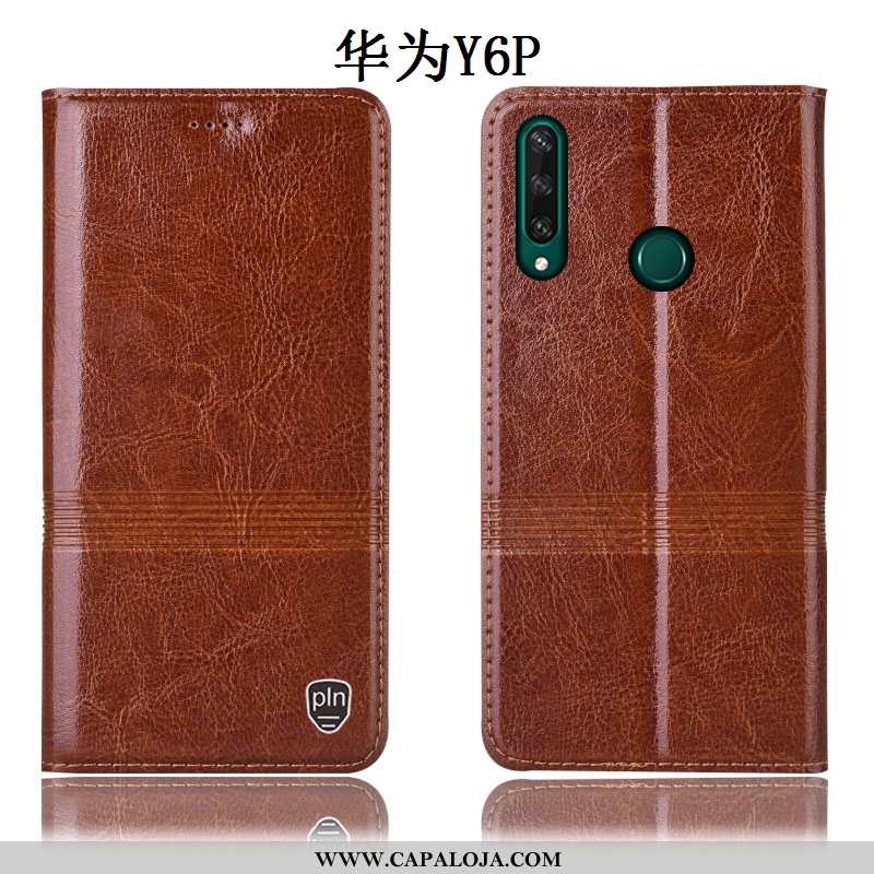 Capas Huawei Y6p Protetoras Antiqueda Cover Cases Castanho, Capa Huawei Y6p Couro Legitimo Baratas