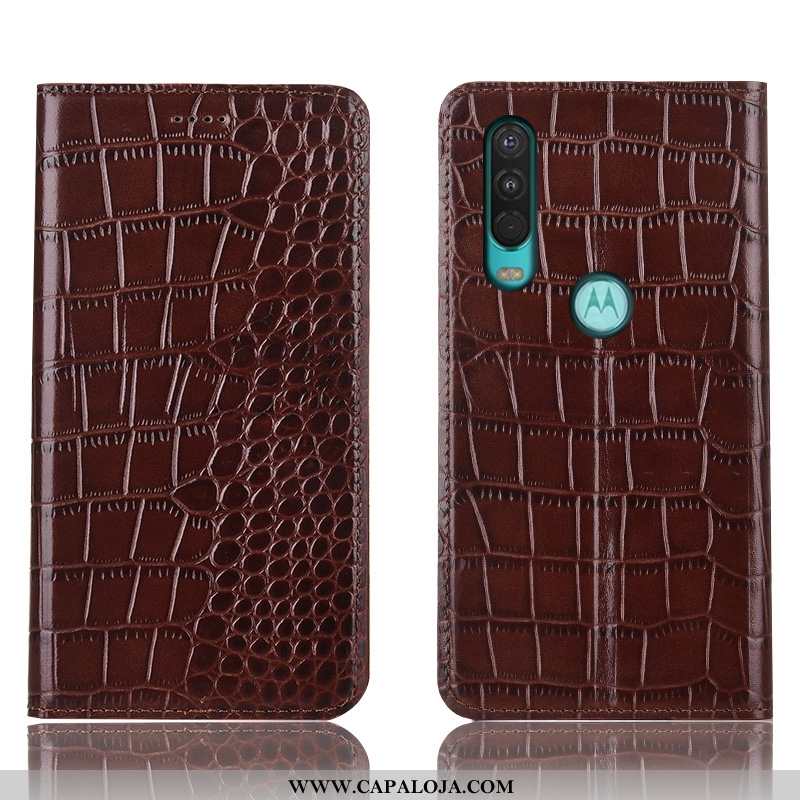 Capas Motorola One Action Couro Genuíno Antiqueda Cover Cases Castanho, Capa Motorola One Action Pro