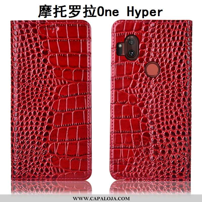 Capas Motorola One Hyper Couro Legitimo Telemóvel Vermelha Vermelho, Capa Motorola One Hyper Proteto