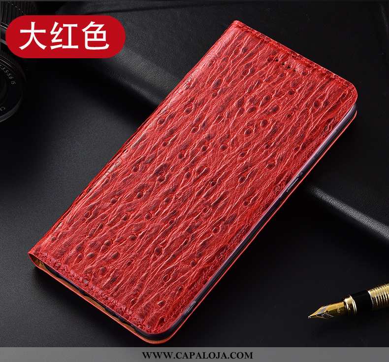 Capas Nokia 5.1 Couro Genuíno Cover Telemóvel Vermelho, Capa Nokia 5.1 Protetoras Barato