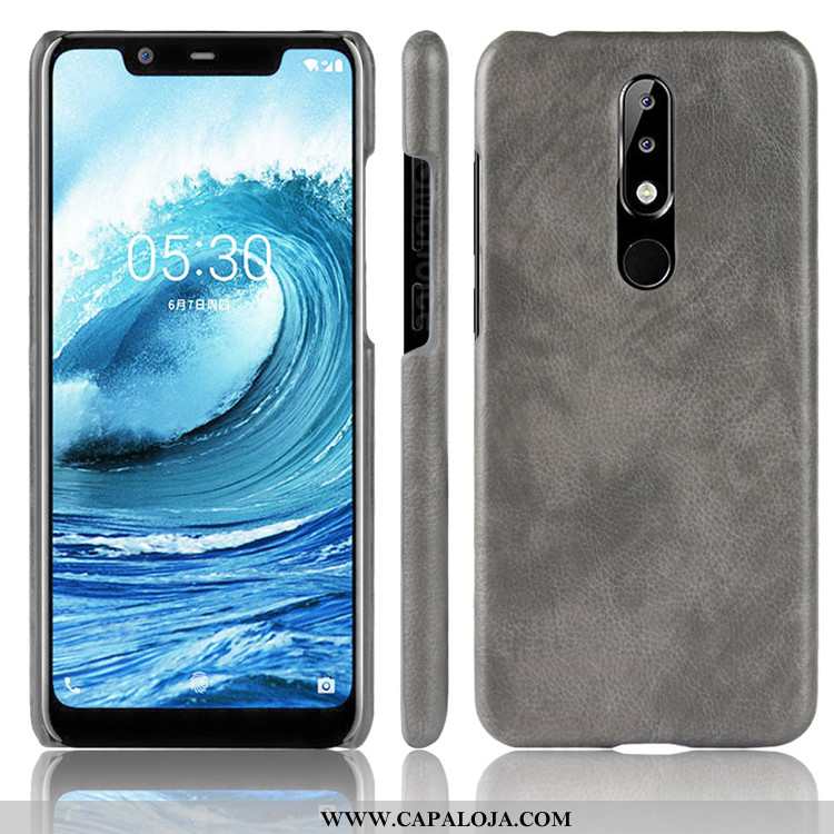 Capas Nokia 5.1 Plus Couro Resistente Telemóvel Cinza, Capa Nokia 5.1 Plus Protetoras Online