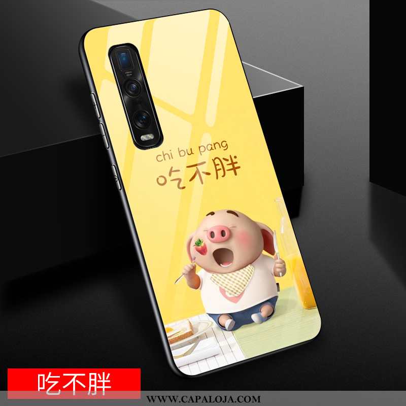 Capas Oppo Find X2 Pro Criativas Bonitos Vidro Normal Amarelo, Capa Oppo Find X2 Pro Desenho Animado
