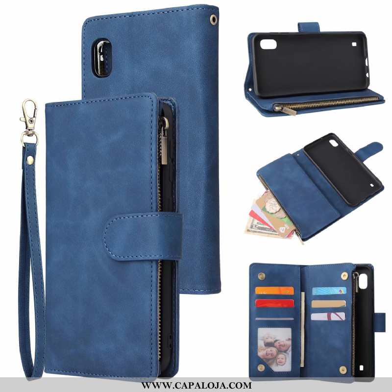 Capas Samsung Galaxy A10 Ziper Telemóvel Completa Cover Preto, Capa Samsung Galaxy A10 Carteira Vend