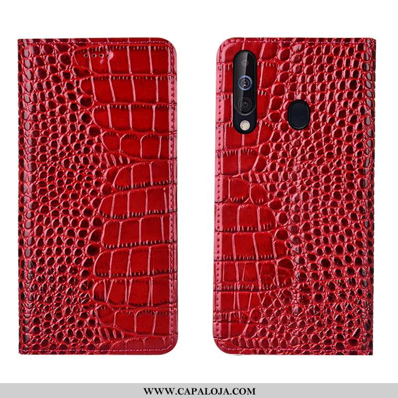 Capas Samsung Galaxy A60 Couro Legitimo Crocs Flatform Vermelha Vermelho, Capa Samsung Galaxy A60 Co