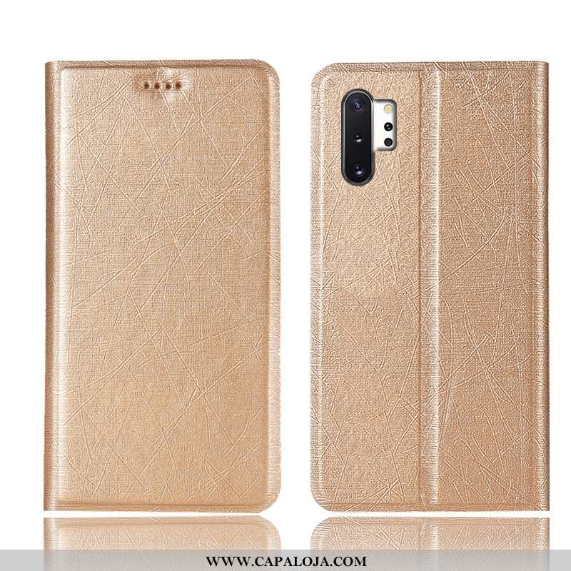 Capas Samsung Galaxy Note 10+ Couro Seda Completa Cover Dourado, Capa Samsung Galaxy Note 10+ Protet