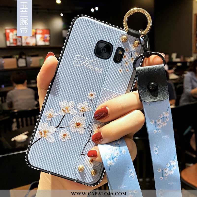 Capas Samsung Galaxy S6 Edge Cordao Protetoras Silicone Novas Azul, Capa Samsung Galaxy S6 Edge Tend