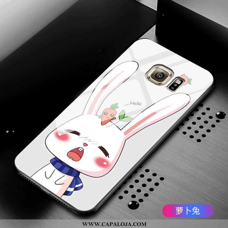 Capas Samsung Galaxy S6 Edge Desenho Animado Preto Frente Vidro, Capa Samsung Galaxy S6 Edge Proteto